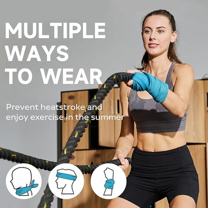BILITOK Superfiber Ice Towel Neck, Soft Breathable Cold Towel Cooling, Yoga, Sports, Golf, Gym, Camping, Running, Fitness, Exercise and More Activities, 4 Packs (Blue/Gray)