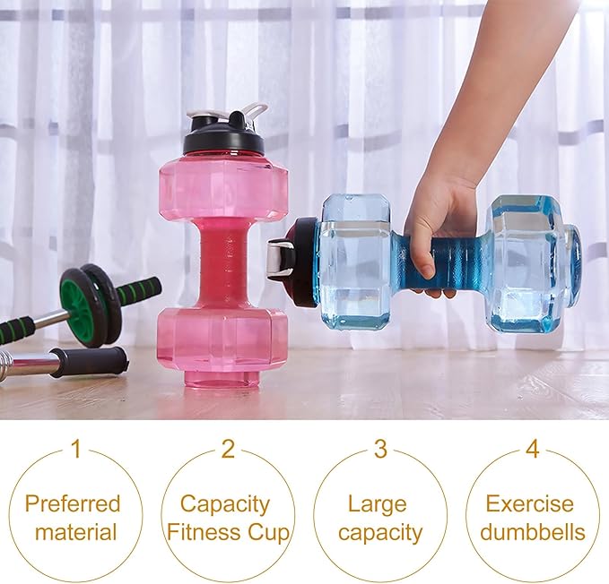 Creative Dumbbell Design Athletic Water Bottle 2600ml Large Capacity Plastic Gym Drinking Bottle for Men and Fitness Training