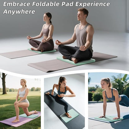 ILILI Yoga Knee Pad Foldable, TPE Soft Pad 24*17*0.5inch (Folding Size 17*12*1inch) for Knee Push-ups, Plank Support＆Elbow/Knee Support, Portable and Lightweight for Yoga Pilates, Fitness Exercise, Outdoor