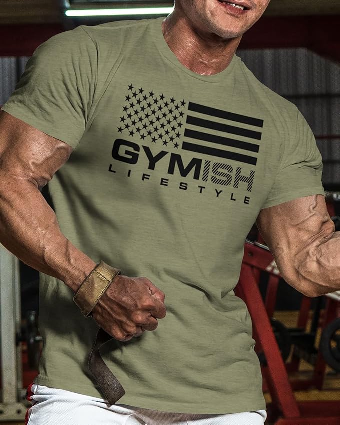 Gymish American Flag Graphic Fitness Tank, Sleeveless Bodybuilding Athletic Tank Top