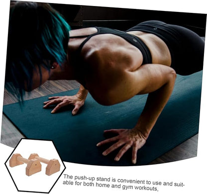 HANABASS Ergonomic Push-up Stands 2 Pcs Wooden Push-up Handles Strength Training Equipment Non-slip Base for Home Gym Workouts