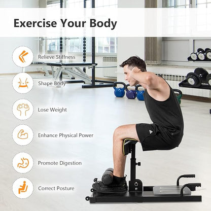 Sissy Squat Machine,SPORFIT Deep Squat Machine,Adjustable Leg Strength Training Machines,Multi-Function Equipment for Sit-up&Push-up&Plank Workout for Home Gym