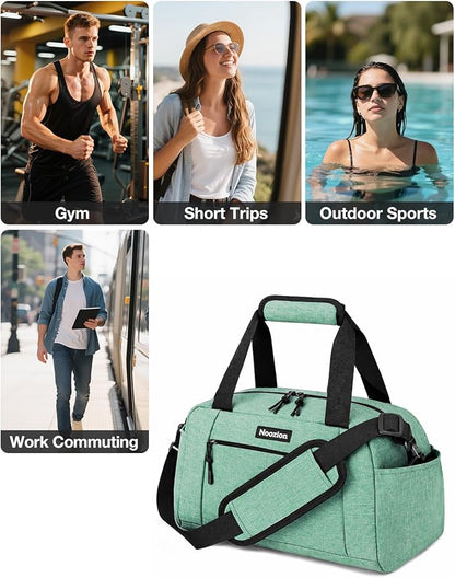 Noozion 14 inch Small Gym Bag for Women & Men, Lightweight Carry On Mini Duffle Bag with Multiple Pockets, Sports Bag for Travel and Workout.