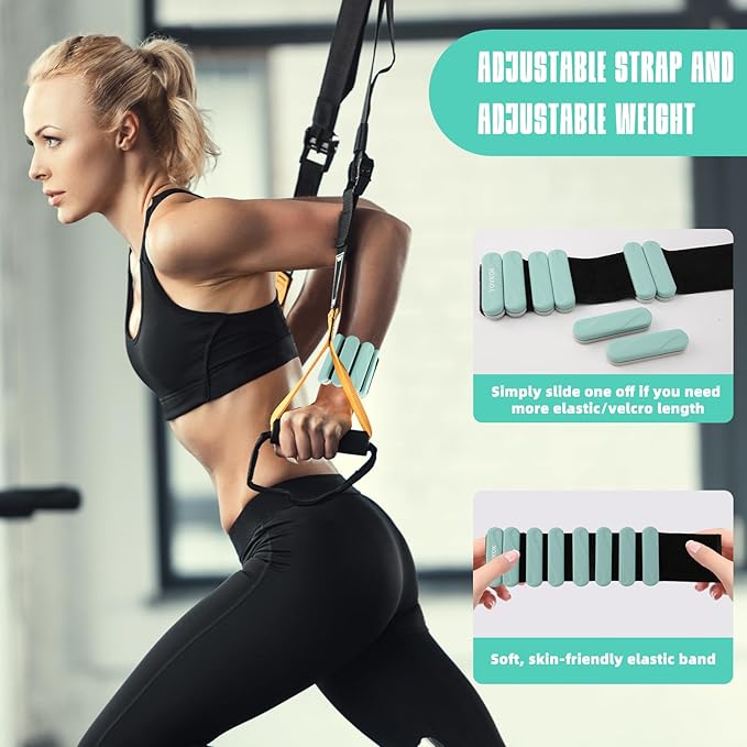 Ankle Weights for Women Men, Silicone Wrist Weights Set of 2 - Wearable Leg Weights/Arm Weights Ideal for for Home Gym Workout, Running, Yoga, Pilates, Barre, Exercise, Strength Training