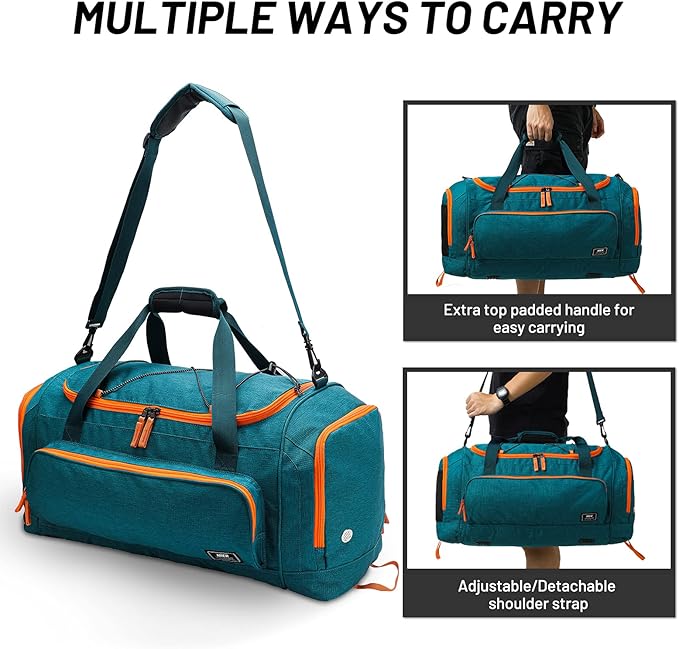 MIER Large Gym Bag for Men Sports Duffle Bag with Shoe Compartment 60L Lightweight Duffel Bags for Workout Fitness Travel, Blue