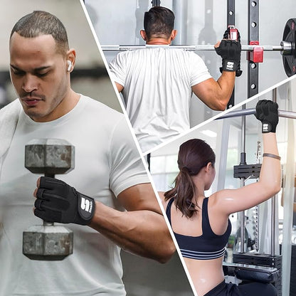 Weight Lifting Workout Gloves Men Women Non-Slip Gel Padded Grip Full Palm Protection for Pull ups Gym Training Fitness Weightlifting Bodybuilding Exercise Gloves,R7 - Black