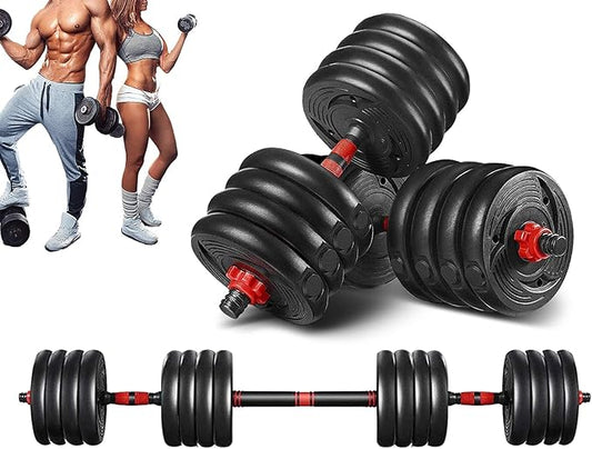 2021 High Performance Parts Adjustable Weight Dumbbell Barbell Kit with Ab Roller 88LB / 110LB Home Workout Equipment (110) black