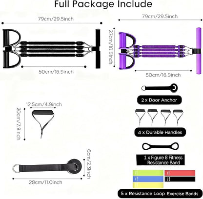 Pedal Resistance Band, Exercise Bands with Handles, Elastic Sit Up Pull Rope, Workout Equipment for Physical Therapy, Home Fitness, Strength Training