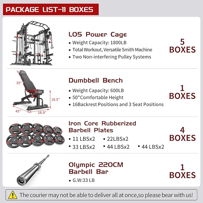 Multi-Purpose Squat Rack,Smith Machine Weight Rack Set with Cable Crossover System, Home Gym Power Racks, Power Racks and Packages