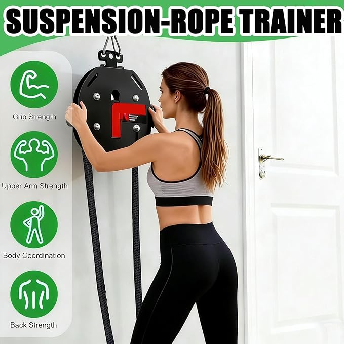 Ultimate Portable Home Gym: Endless Rope Trainer & Cable Pulley System, Adjustable Tension for Upper/Lower Body, Core, Grip Training, Perfect for Small Spaces & Travel