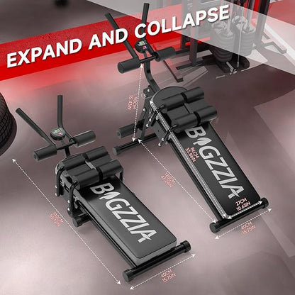 Bigzzia Ab Machine, 5-in-1 Adjustable Ab Workout Bench Core Abdomen Trainer for Stomach Workout, Crunch Machine Exercise Equipment for Home Gym - Sit UP, Push UP, Leg Press, Glider, Roman Chair, 330lbs Capacity