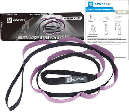Premium Durable Stretch Straps with Loops, Stretching Strap for Physical Therapy, Multi-Loop Yoga Strap Fitness Exercise Strap for Yoga, Pilates, Dance, Flexibility&Exercise