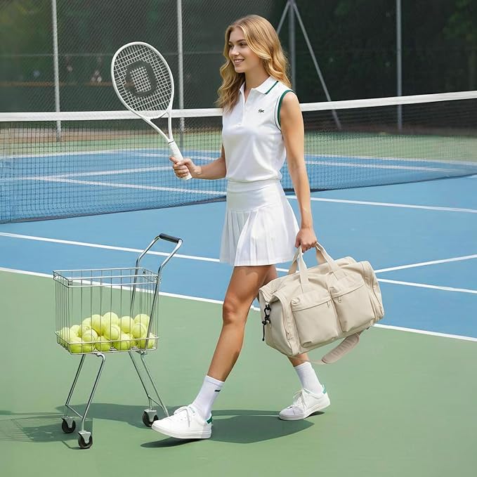 Aji Foldable Gym Bag for Women Men with Shoes Compartment, 3 in 1 Carry on Travel Duffel Bag with Trolley Sleeve, Lightweight&Water Resistant Duffel Bag for Travel, Sports, Fitness&Workout,Baby Yellow