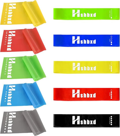 Resistance Bands for Working Out, Physical Therapy Bands, Latex Free Elastic and Exercise Bands Set for Stretching, Suitable for Rehab, Yoga, Pilates, Gym, Home Exercise