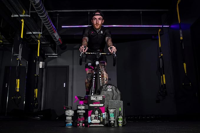 Muc Off Indoor Training Kit - Must-Have Essentials for Indoor Cycling and Fitness Training - Includes Equipment Cleaner and Chamois Cream,One Size