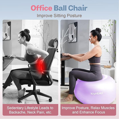 Exercise Ball, Extra Thick Yoga Ball for Workout Pregnancy Stability, 4 Sizes Anti-Burst Balance Ball with Foot Pump - Heavy Duty Fitness Ball Chair for Office, Home & Gym