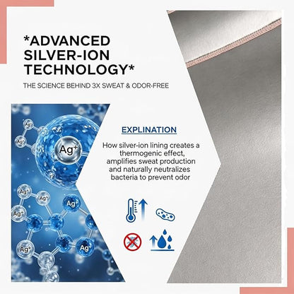 Waist Trimmer Belt for Men & Women – Silver Ion Sweat Belt, Anti-Slip Sauna Trainer, With Pocket & Precision Fit