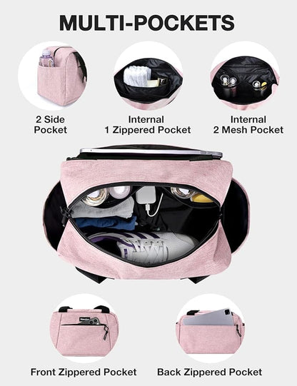 Noozion 14 inch Small Gym Bag for Women & Men, Lightweight Carry On Mini Duffle Bag with Multiple Pockets, Sports Bag for Travel and Workout.
