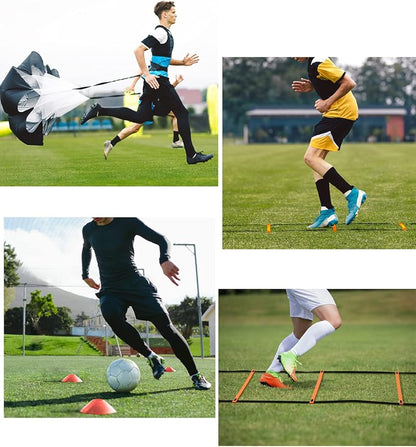 YISSVIC Agility Ladder 20 Feet 12 Adjustable Rungs Speed Training Equipment Set, Agility Ladder, Football Cones, Running Parachute, Jump Rope, Resistance Bands
