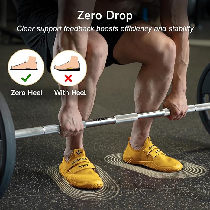MANUEKLEAR Deadlift Shoes - Weight Lifting Shoes for Men Women - Weightlifting Squat Shoes Fitness Cross-Trainer Barefoot Gym Training Sneakers
