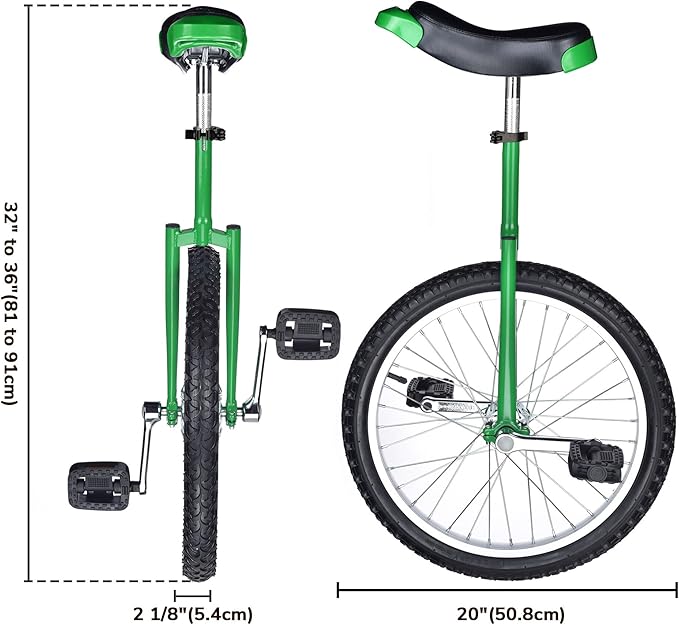 AW 16/18/20/24 Inch Wheel Outdoor Unicycle Adjustable Seat Exercise Bicycle Fit Adults Kids Outdoor Sports Fitness Exercise, for Choice