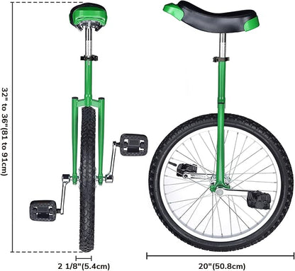 AW 16/18/20/24 Inch Wheel Outdoor Unicycle Adjustable Seat Exercise Bicycle Fit Adults Kids Outdoor Sports Fitness Exercise, for Choice