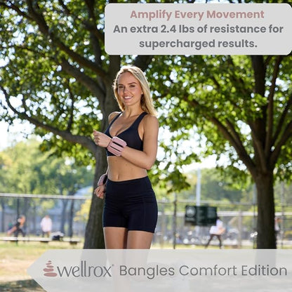 Wellrox Weighted Bangles – Adjustable Ankle and Wrist Weights for Women & Men – Set of Ankle Weights 2 lbs (1 lb Each Wrist Weight) | Weighted Arm Bands for Pilates, Yoga, Running & Walking