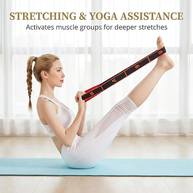 Fitness Resistance Band with Numbered Sections,2026 Elastic Tension Band Exercise Pull Rope,Fitness Resistance Band for Stretching&Yoga,Adjustable Bands for Full Body Stretching Shaping(8,12 Section)