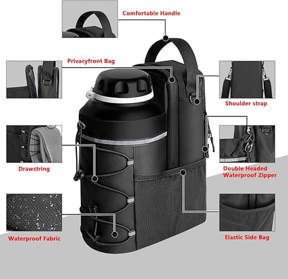 Magnetic Gym Bag for Men and Women, Sling Bottle with Magnetic Attachment, Water Bottle Holder, Gym Pouch, Crossbody Bag for Travel, Work, Sports, Fitness