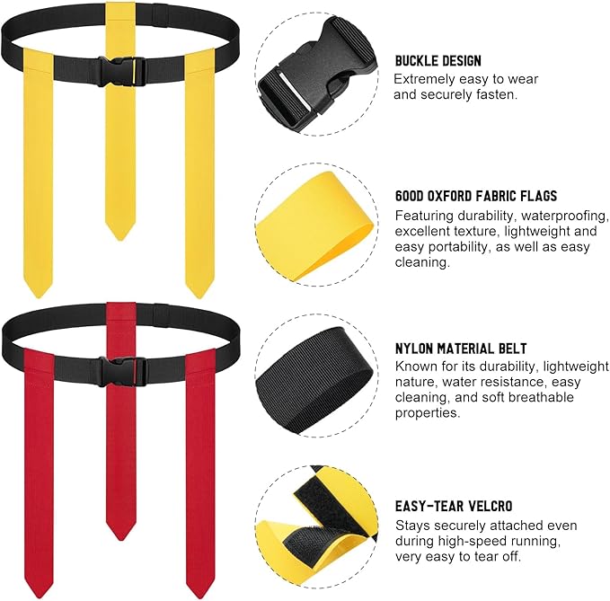 Flag Football Set - 14/20 Player Adjustable Belts with Cones, Football, Pump, Bag, for Youth and Adults Training