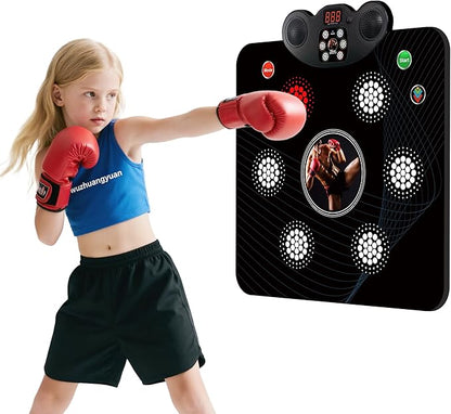 Kids Musical Boxing Machine/Mat with Boxing Gloves, 9 Modes, 420 Levels, 7 Light Effects, Memory and Reaction Training Equipment, No Installation Needed, for Children.