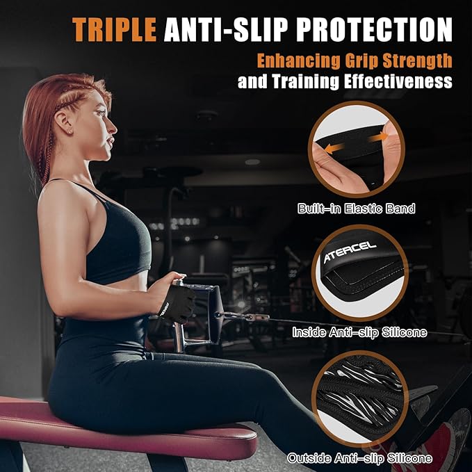 ATERCEL Gym Workout Gloves for Men Women, Weight Lifting Gloves with Full Palm Protection & Extra Grip, Breathable Exercise Gloves for Fitness Training Crossfit Sports Essentials