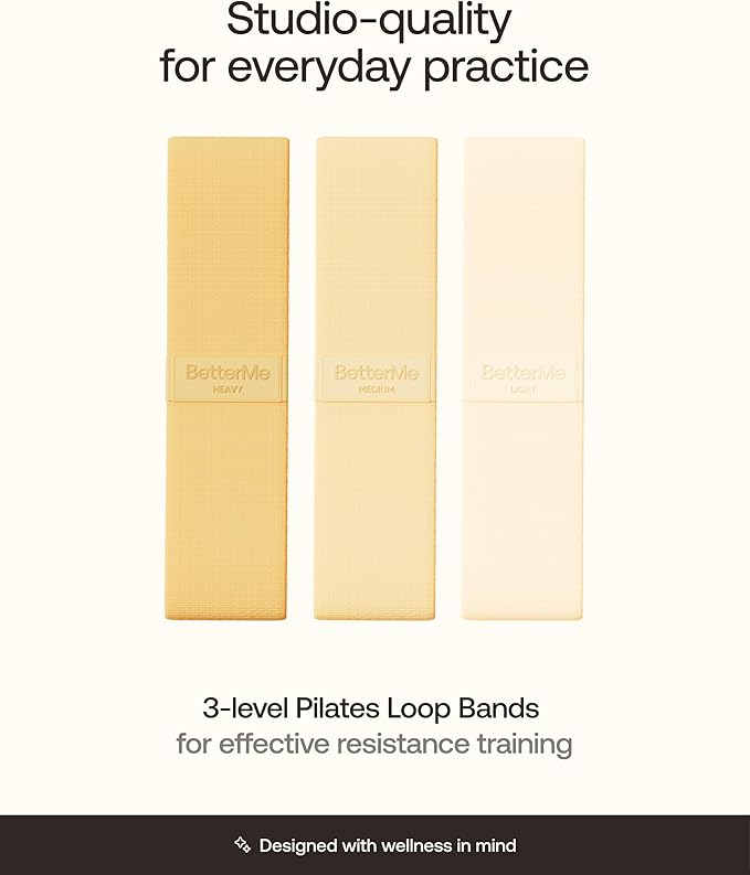 BetterMe Pilates Loop Bands – Resistance Bands Set for Women – Elastic Workout Bands for Glutes, Legs & Core – Home Fitness & Exercise Bands