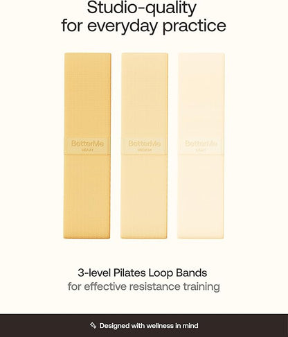BetterMe Pilates Loop Bands – Resistance Bands Set for Women – Elastic Workout Bands for Glutes, Legs & Core – Home Fitness & Exercise Bands