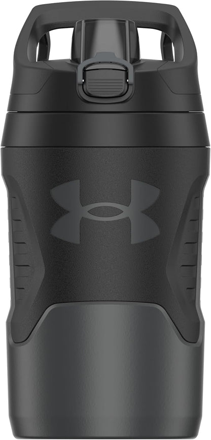Under Armour 32 oz Insulated Water Bottles - Sports Water Jug with Fence Hook, Leak Resistant for Baseball, Football & More, 32 oz Insulated, Jet Grey/Black