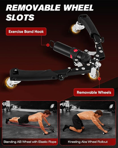 Saker Twister Arm Trainer, 3-in-1 Hydraulic Chest Workout Equipment with Ab Roller Wheel, Adjustable 22-440lbs Arm Trainer for Men & Women, Home Gym for Full Body Training