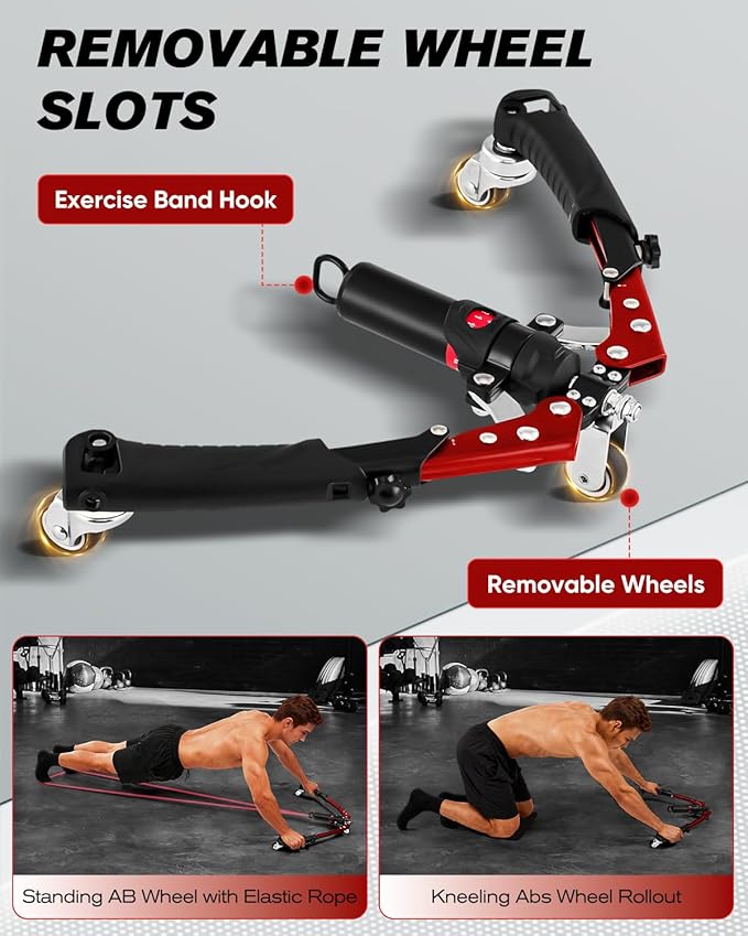Saker Twister Arm Trainer, 3-in-1 Hydraulic Chest Workout Equipment with Ab Roller Wheel, Adjustable 22-440lbs Arm Trainer for Men & Women, Home Gym for Full Body Training