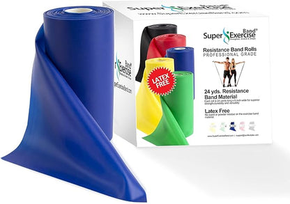 Resistance Band for Working Out | Super Exercise Bands 8,16,24 Yard Bulk Rolls |10 Strengths in Light Medium and Heavy Resistance Bands | Latex Free Workout Bands Including App and e-Book