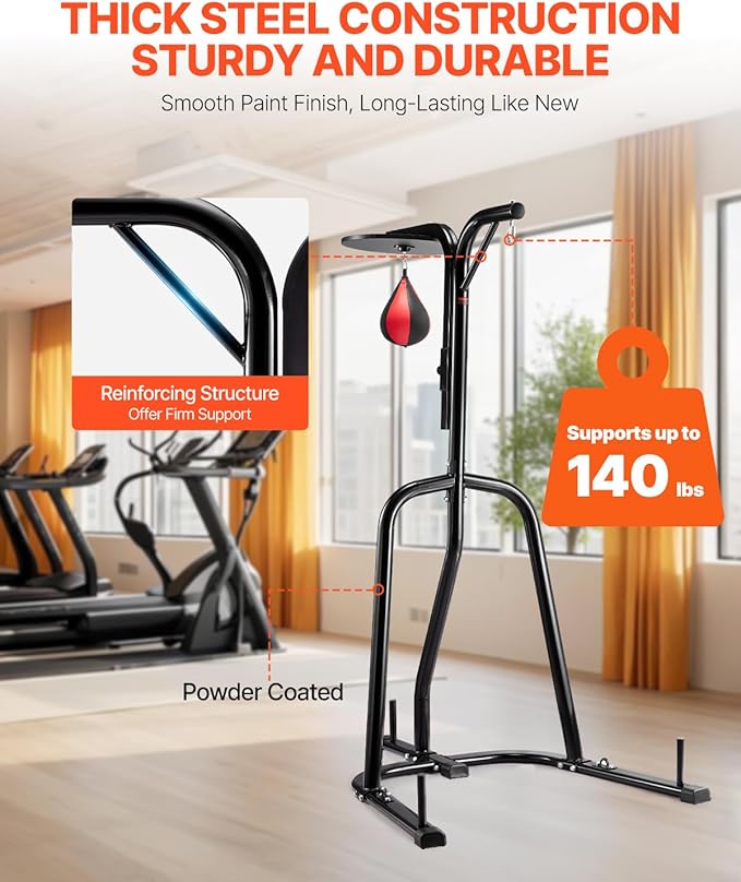 VEVOR 2 in 1 Punching Bag Stand, Steel Heavy Duty Workout Equipment,Freestanding Sandbag Rack,for Home Gym Fitness