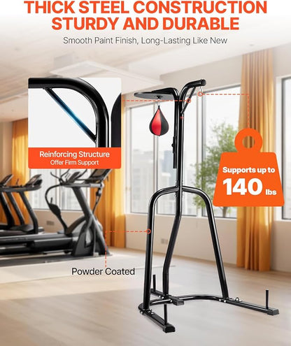 VEVOR 2 in 1 Punching Bag Stand, Steel Heavy Duty Workout Equipment,Freestanding Sandbag Rack,for Home Gym Fitness