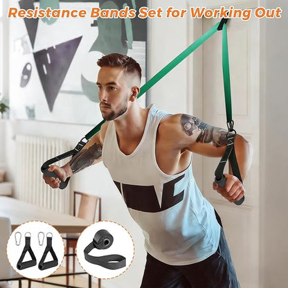 Resistance Bands Set for Working Out, 5 Pull Up Assist Bands with Door Anchor, Handles Carry Bag, 4.0mm TPE Exercise Bands for Home Gym Strength Training, Physical Therapy for Men Women