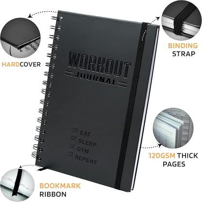 Nextnoid Hardcover Fitness Journal Workout Planner for Men & Women - A5 Sturdy Workout Log Book to Track Gym & Home Workouts - Yellow