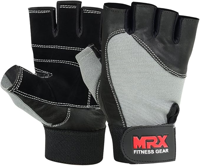 MRX Weight Lifting Gloves Gym Training Bodybuilding Fitness Powerlifting Workout Weightlifting Gloves Genuine Leather for Men & Women