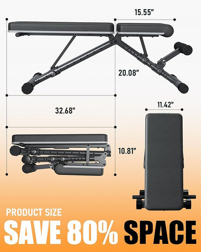 BARWING Adjustable Weight Bench Workout Bench, 1000/1300 LBS Heavy Duty Incline Decline Bench for Home Gym, Easy Assembly Foldable Training Lifting Bench