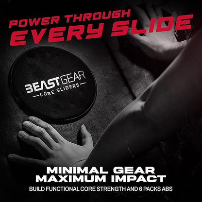 Core Sliders by Beast Gear – Double Sided Gliding Discs for Abdominal Exercises - Carpet and Hard Floors
