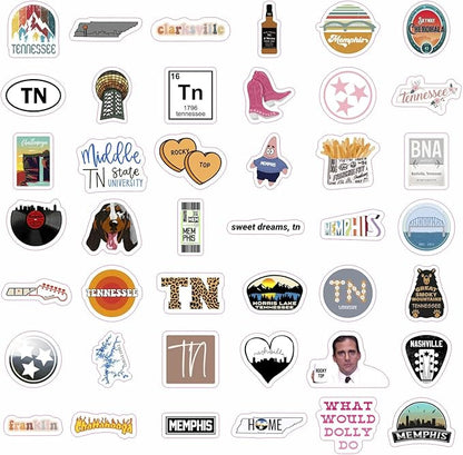 BulbaCraft 100Pcs Tennessee Stickers for Water Bottle and Laptop - Tennessee Party Supplies & Decorations, Waterproof Vinyl Decals, State Pride and Icon Stickers, Gifts for Women & Men