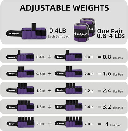 Adjustable Ankle Weights 1 Pair 2/4/6/8/10 LBS Wrist Leg Arm Weights for Women Men Kids,Strength Training with Removable Weight for Fitness Gym Workout Running Walking