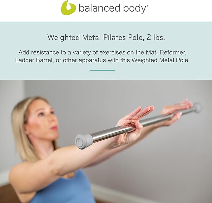 Balanced Body Weighted Metal Pole, Weighted Bar for Home or Studio Workouts, Exercise Equipment for Home Fitness or Gym Use