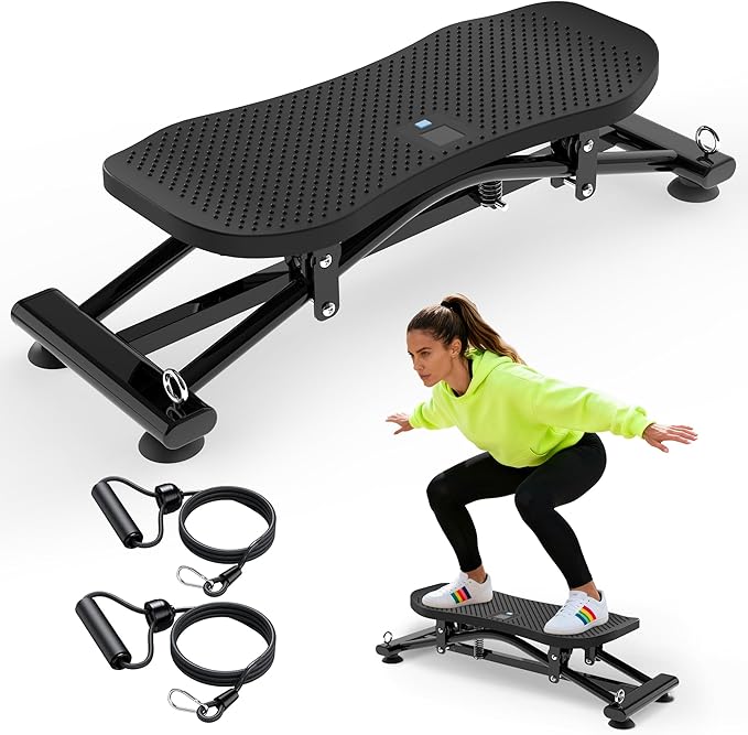 KINMAC Indoor Ski Simulator with Resistance Bands - Balance Board Home Gym Sliding Machine for Full-Body Cardio, Non-Slip Base, Core & Leg Workout Trainer