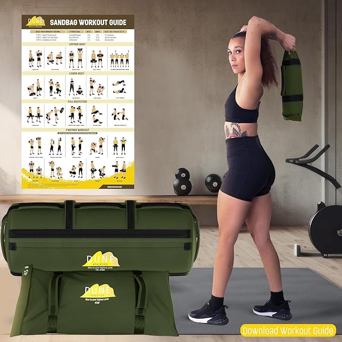 Sandbags for Working Out (Unfilled) - Enhance Your Fitness with Our Workout Sandbag, Versatile & Durable Sand Bags for Weight Training 15-75 lbs - Sandbags for Fitness Guide Included
